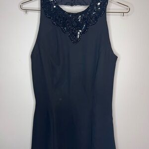 Vintage Jessica McClintock Gunne Sax Black Lined Dress with Sequined Collar
